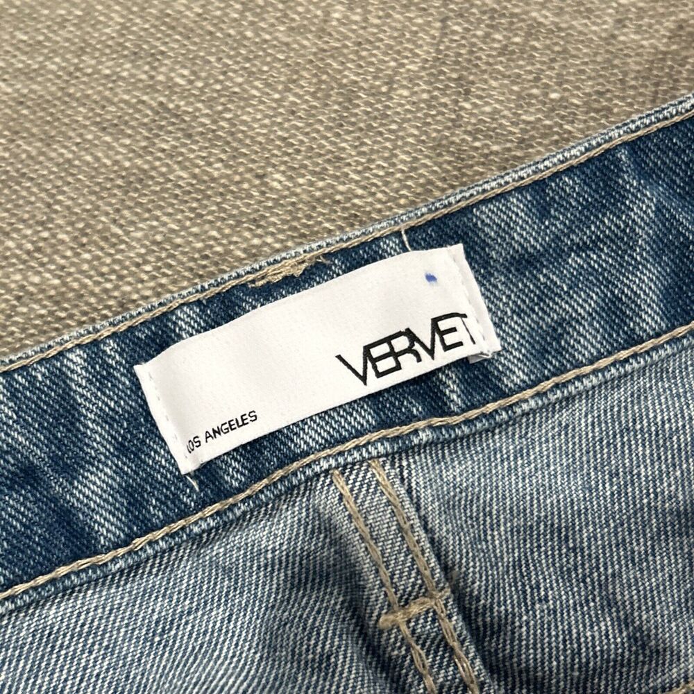 Vervet Beverly Jeans Women 31 Super High Rise Distressed Straight Button Fly New - Picture 2 of 8